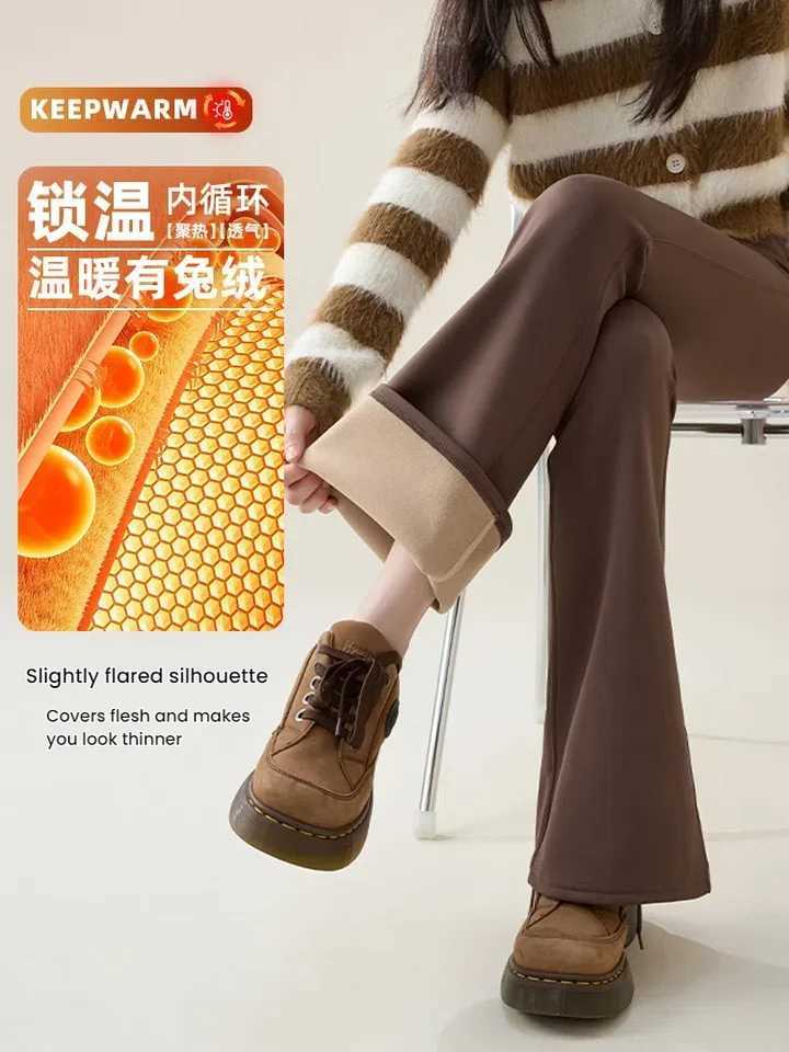 High Waist Flare Leggings Women Winter Fleece Lined Tummy Control Butt Lift Yoga Pants Stretchy Casual Bootcut Palazzo TrousersT251025