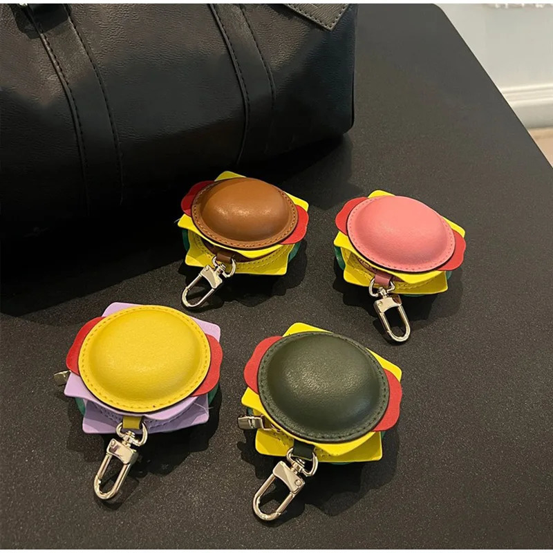 Hamburger Headphone Bag Charm Keychain Mini Burger Purse Pendant For Airpods Case Headphone Hanging Decor Unisex Accessories 251023