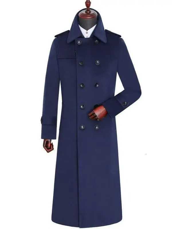 Woolen Pea Coat For Men Overtheknee Extralong Winter Business Casual Korean Style Slim Fit Cashmere Military Coat Plus SizeT251025