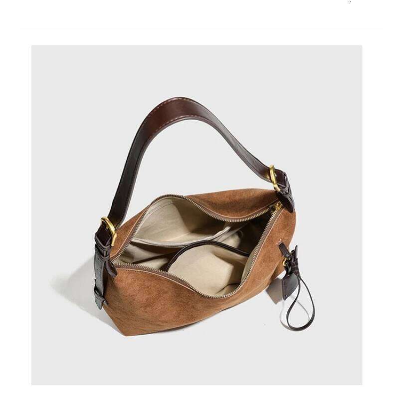 Faux Suede Shoulder Large Capacity Solid Color Underarm Bag Simple Casual Commuter Handbag Designer Purses 251025