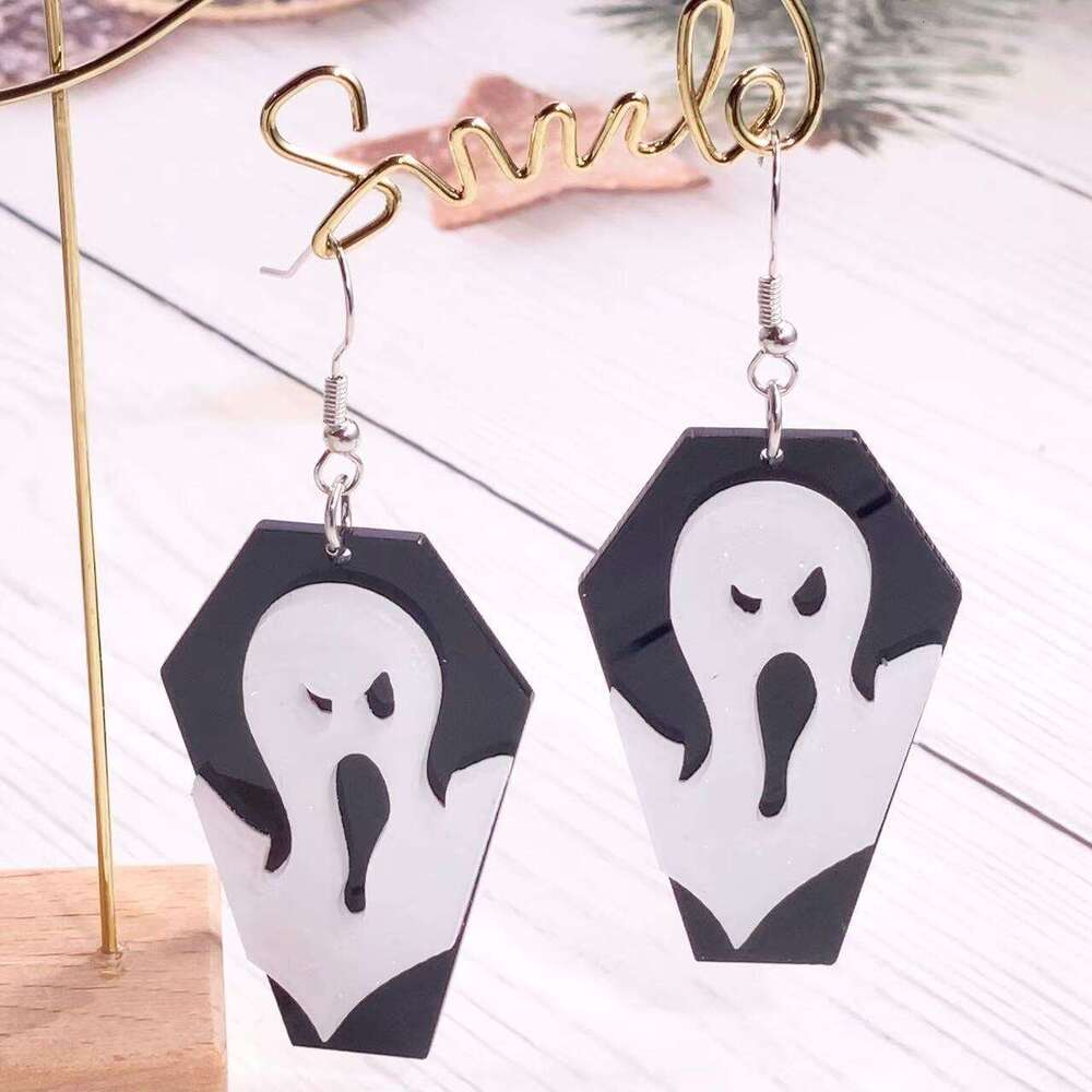 New Halloween Printed Cute Funny Earrings for Women Ins Design Sense Alien Pumpkin Ear Jewelry Accessories