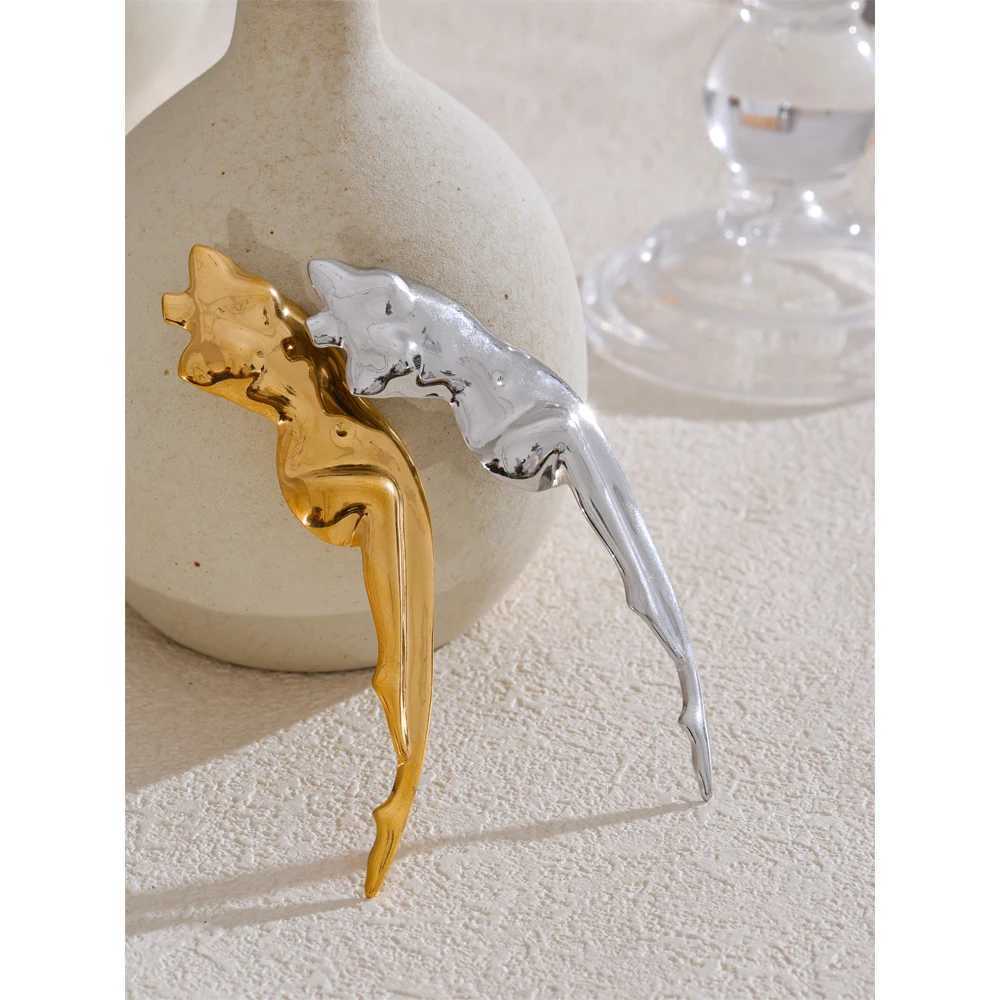 Yhpup Abstract Lady Body Fashion Personality Brooch Pin for Women Stainless Steel 18K PVD Plated Unique Jewelry Accessories J251115