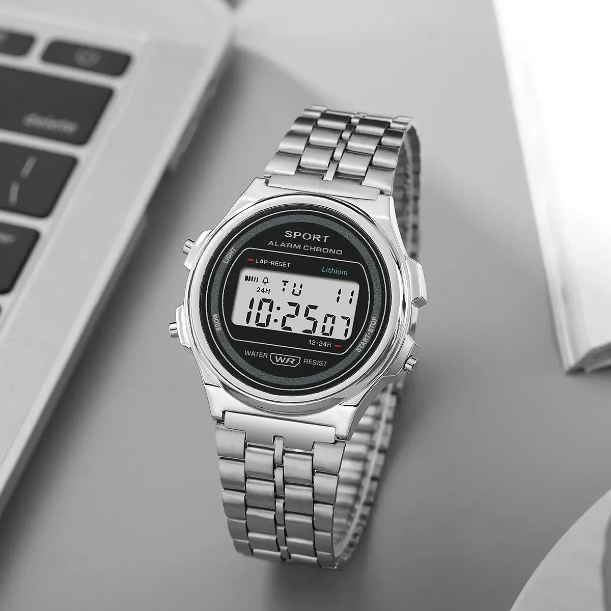 Fashion Women Casual LED Electronic WatchDigital Stainless Steel Sports Military Round Watches Men Electronic Wrist Watch Clock 251021