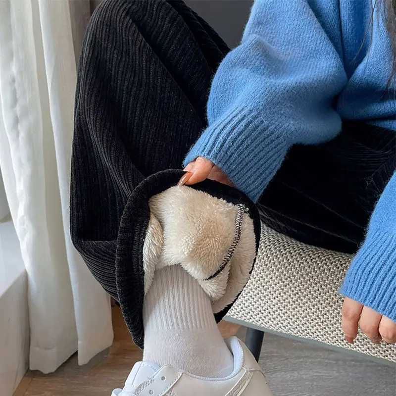 Women Pants Lamb Fleece Thickened Wide Leg Pants Women Autumn Winter Loose Corduroy Pants Trousers Women SweatpantsT251025