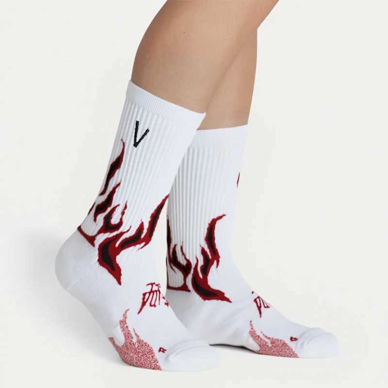 Veidoorn 3 Pairs NonSlip Sports Socks for Men Women Breathable Athletic Cushioned Ankle Socks Towel Sole Trendy Flame Pattern Y251024
