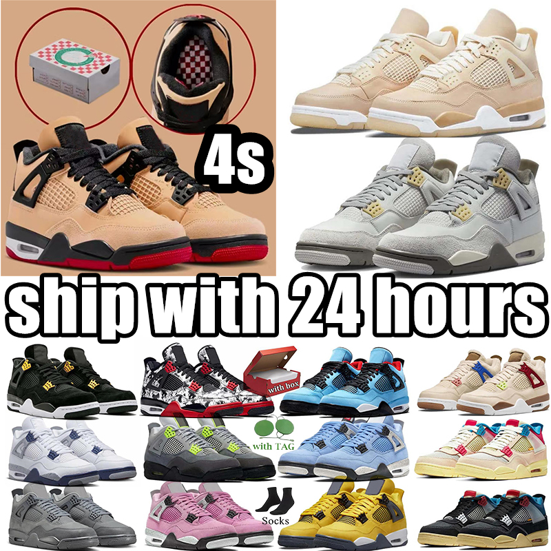 Free delivery designer shoes basketball shoes 4s 4 mens womens trainers Pizza Black Cat White Cement by Brick Bred Reimagined Military Thunder UNC Blue sneakers