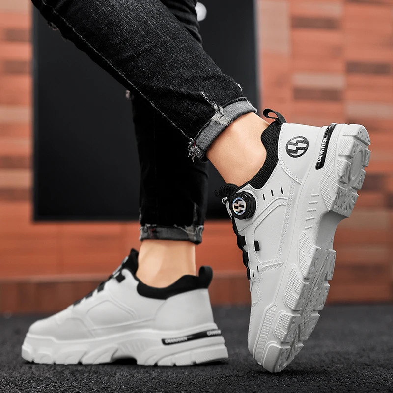 Mens boots autumn and winter rotating shoelaces fashion casual boots youth outdoor boots anti slip soft sole workwear boots 251023