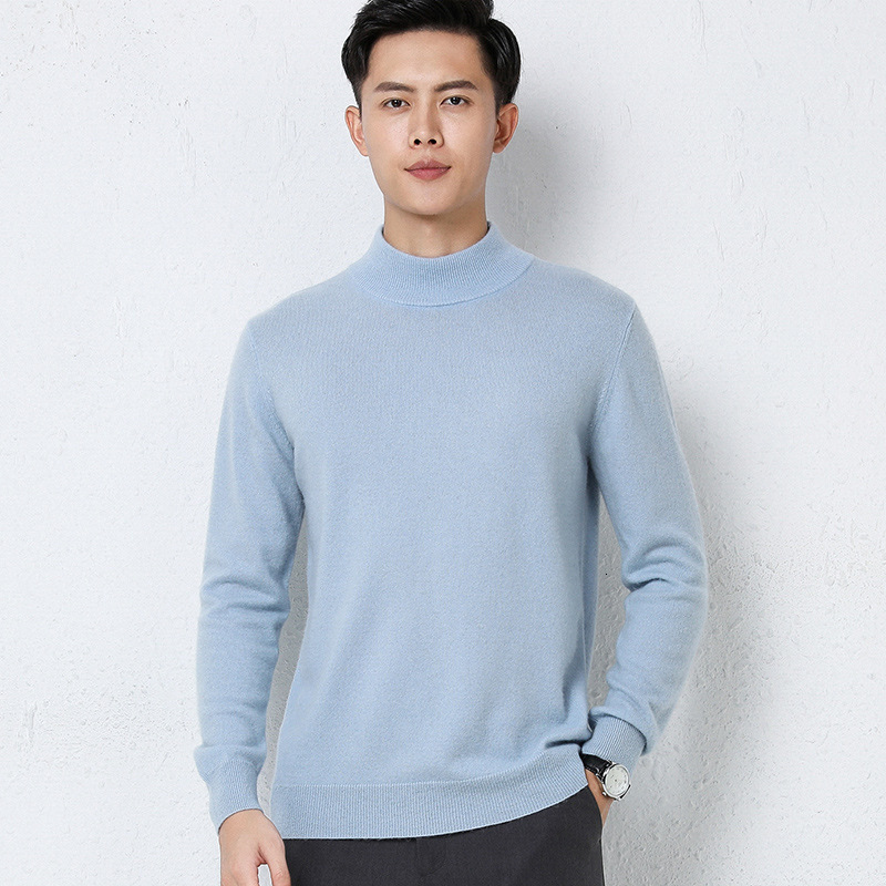 2025 Autumn Winter Designer Sweater New Men's Business Pullover Solid Color Casual Sweater Men's Base Half Turtleneck Knit