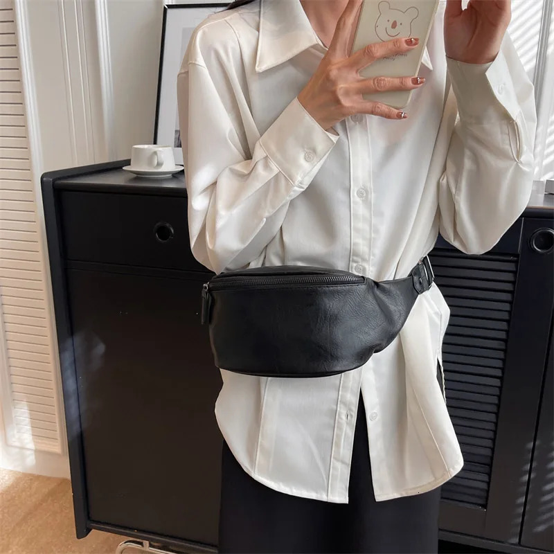 Female Belt Bag Solid color Leather Fanny pack Purse Fashion Ladies Waist Bag Shoulder Crossbody Chest Bag 251023