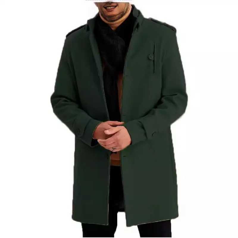 New Large Size Woolen Coat Mens Singlebreasted Medium and Long Coat MenT251025