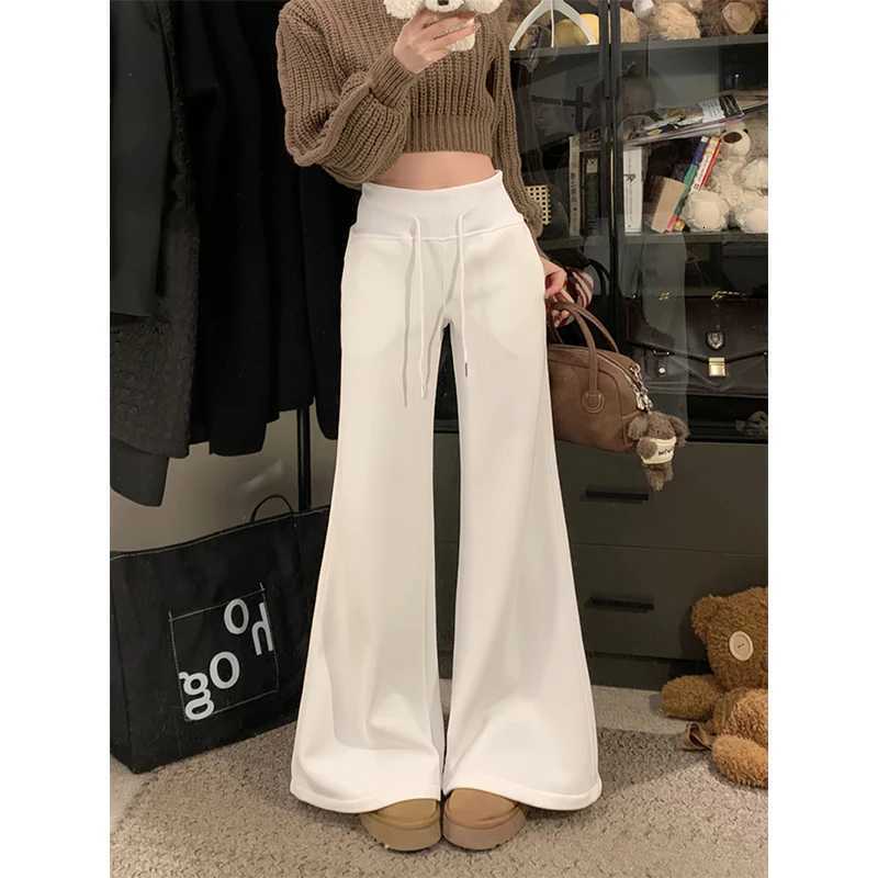 MEXZT Fleece Black Sweatpants Women Streetwear White Baggy Wide Leg Joggers Harajuku Korean Flare Pants Winter Fashion TrousersT251025