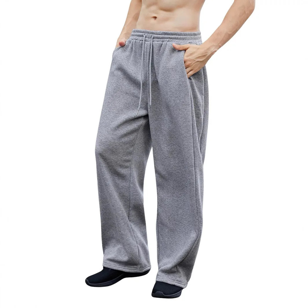 European and American mens waist trousers waist drawstring straight wideleg loose trousers sports trousers pocket men pants 251024 - view 4