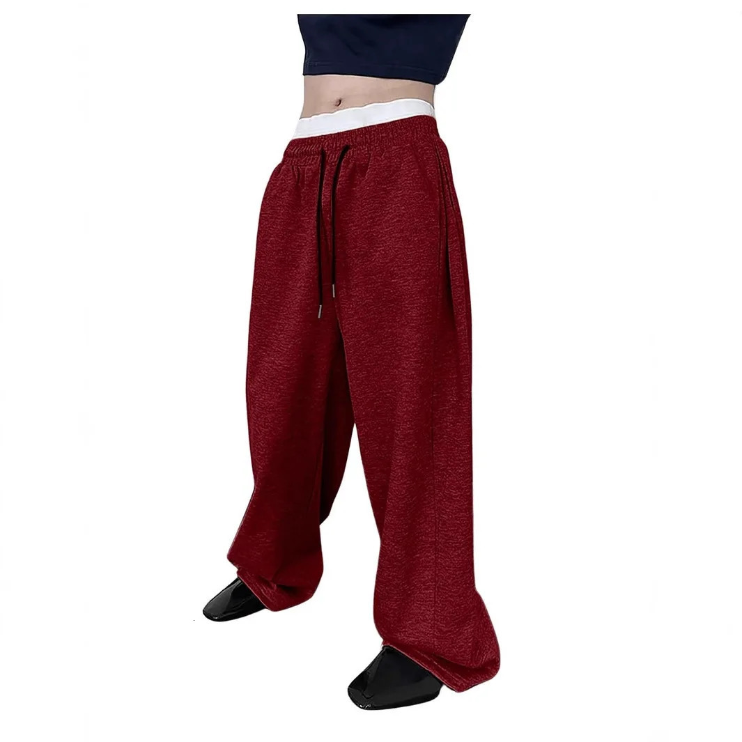 European and American mens waist trousers waist drawstring straight wideleg loose trousers sports trousers pocket men pants 251024 - view 5