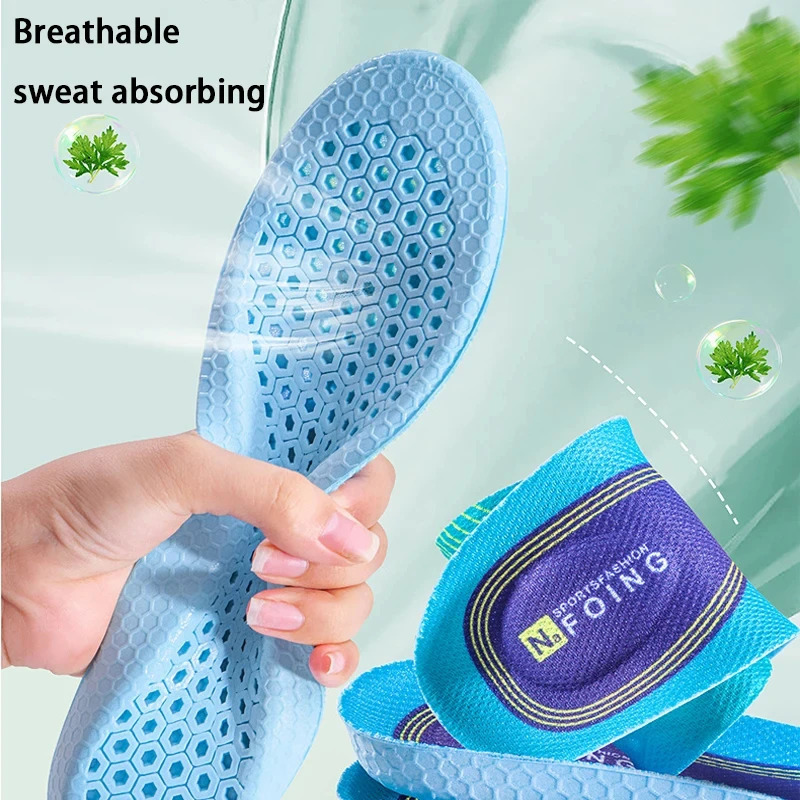 NAFOING 4D Sport Insoles Soft Breathable Highelasticity Shock Absorption Running Shoe Pad For Men Women Latex Massage Insole251020