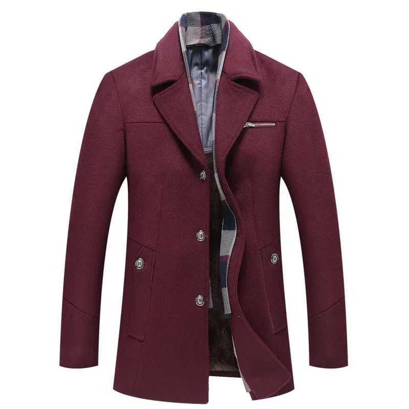 New Men Business Casual Woolen Blends Cashmere Trench Coats Winter Long Jackets Man Fleece Warm Overcoats Wool Blends Size 4XLT251025