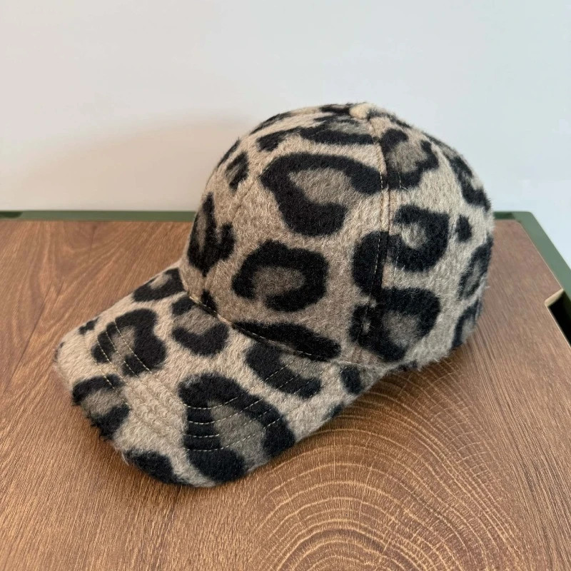 1pc Leopard Print Plush Baseball CapUnisex Warm Head HatAdjustable Buckle ClosureLightweight Knittfor Outdoor Travel Festive 251023