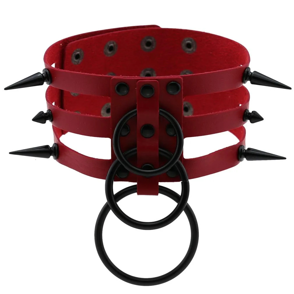 Fashion Women Men Black Rivet Leather Bondage Choker Necklace Punk Circle Spike Goth Collar Harajuku Necklaces Emo Witch Jewelry 251023
