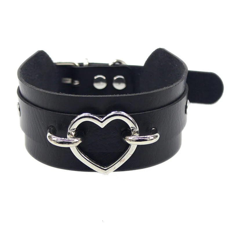 Sexy Harajuku PU Leather Chain Heart Pendant Necklaces Women Men Punk Neck Gothic Black Pink Choker Necklace Cool Collar 251023