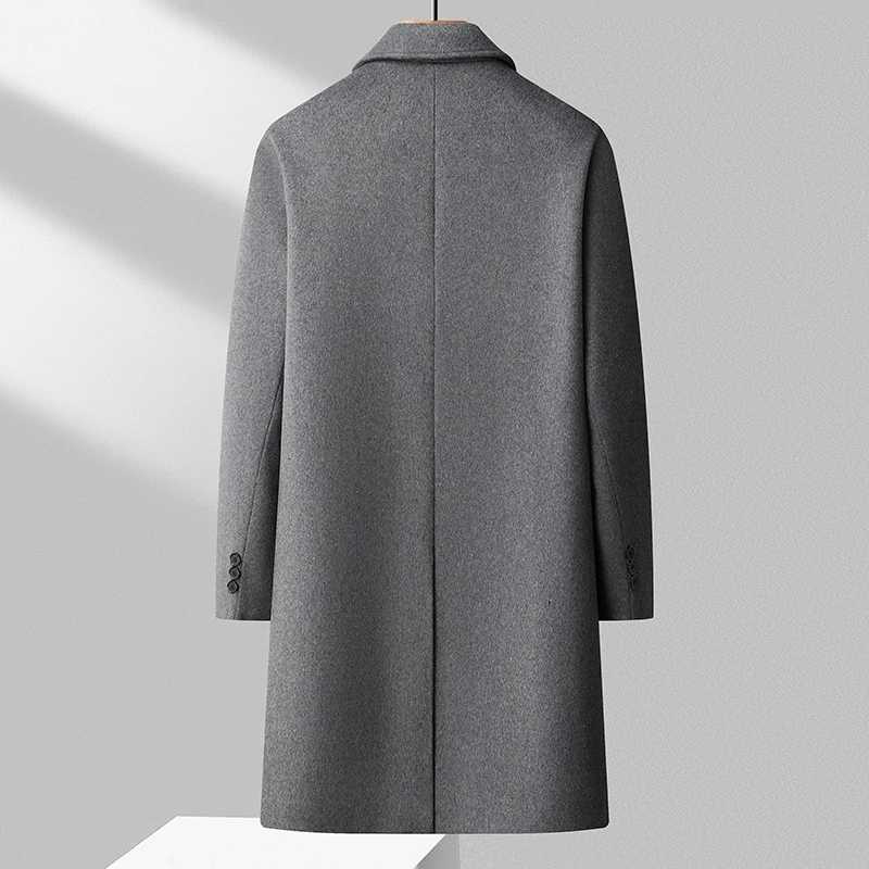 Gentlemen Cashmere Wool Blend Overcoat Old Money Men Double Breasted Design Woolen Coats Black Grey Brown Menswear Winter AutumnT251025