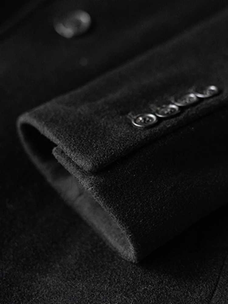 Mauroicardi Autumn Winter Long Warm Black Trench Coat Men Single Breasted Luxury Wool Blends Overcoat 2022 High Quality ClothingT251025