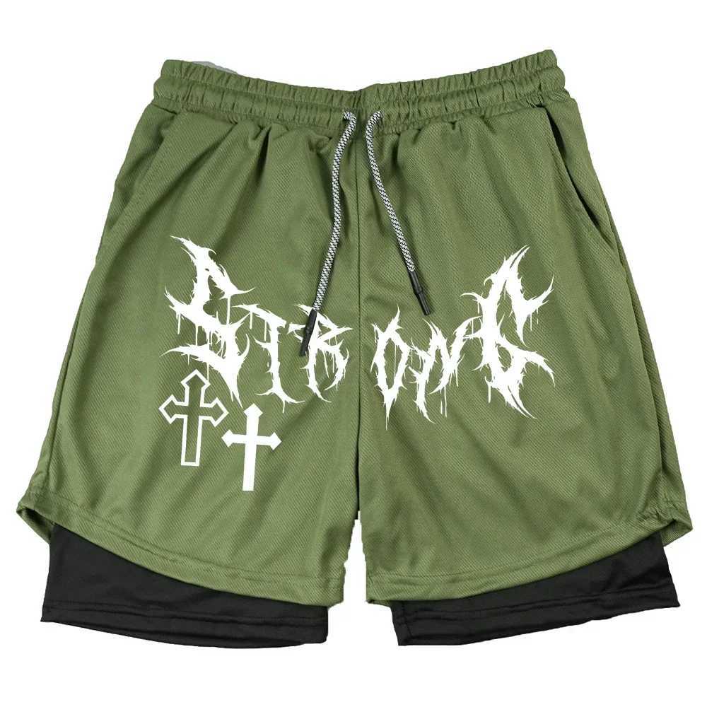 Summer Gothic Print Mens Shorts Jogger Sports Fitness Training Short Pants 2In1 Double Layer Quick Dry Running Beach ShortsXJ251025