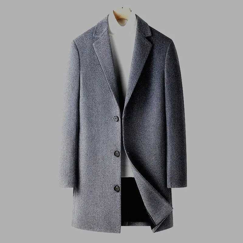 Large Size Men Clothing Wool Coats Coat Korean Autumn Winter Casual Solid Loose Male Clothes Long Sleeve Midi Overcoat BlendsT251025
