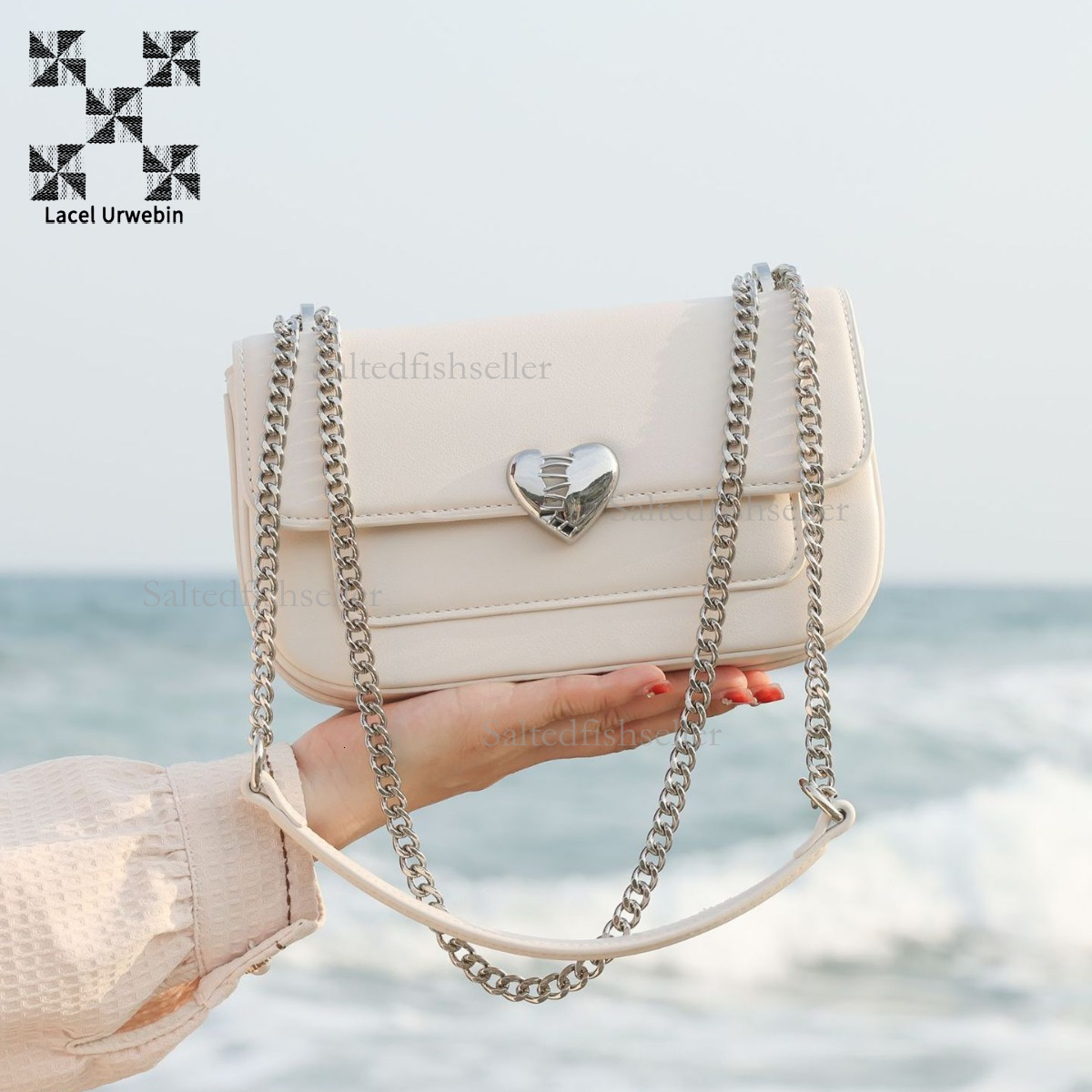 Lacel Urwebin Designer New Luxury Handbag High-end Heart-shaped Ins Style Versatile Chain Small Square Bag Korean Version Flip Shoulder Crossbody Bag