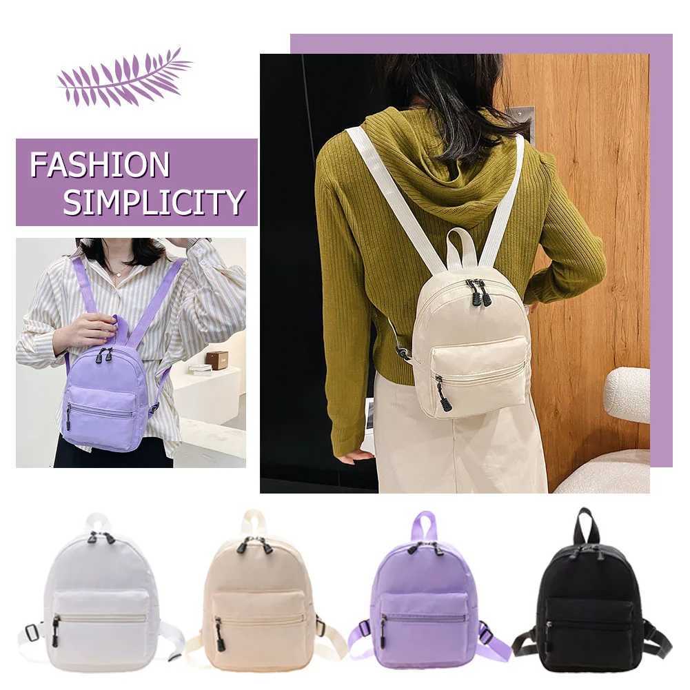 Fashion Solid Color Backpack Women Nylon Knapsack Preppy Style Mini Rucksacks W251025