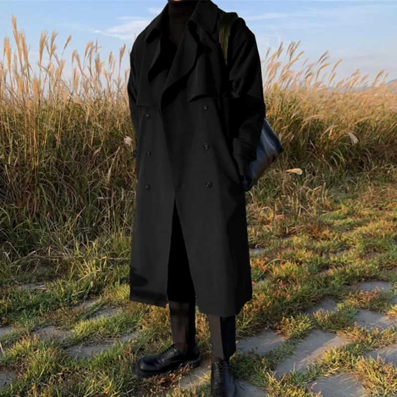 Trench coat Brand New Spring Trench Korean Mens Fashion Overcoat Male Long Windbreaker Streetwear Men Coat Outer Wear ClothingT251025