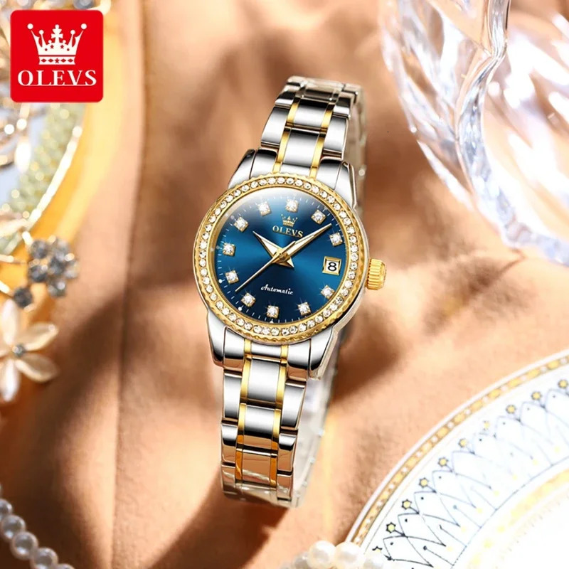Olevs 7003 mechanical fashion watch stainless steel watchband rounddial wristwatch calendar luminous woman Watch Automatic 251021