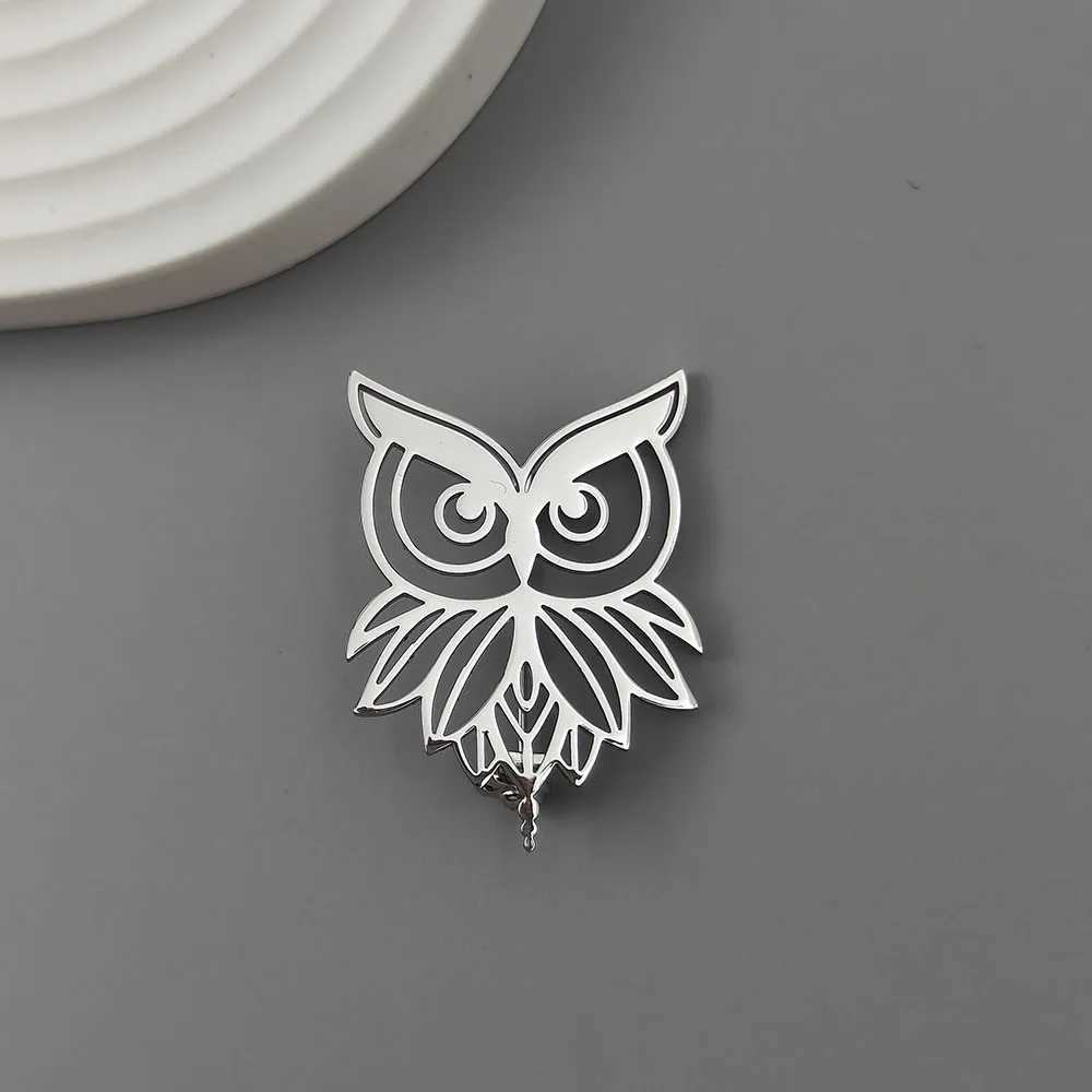 Fashion punk style hollow owl stainless steel goldplated 18K brooch black suit accessories wedding matching set J251115