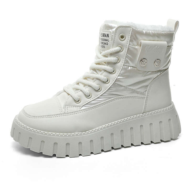 New Solid Color Women's Winter Mid-Top Fleece-Lined Warm Height-Increasing Thick-Soled Sports Casual Shoes New Designer Boots