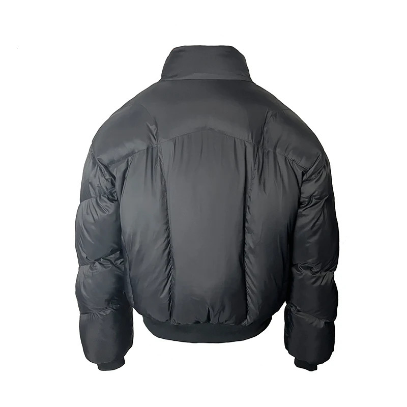 Black Stand Collar Cotton Jacket Mens Heavy Weight Winter Trend High Street Short Parkas Thickening Warm Fluffy Bread Coats 251018