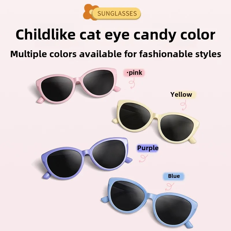 Cute and stylish childrens cat eye sunglasses UV resistant durable and cool sunglasses suitable for children aged 213 251023