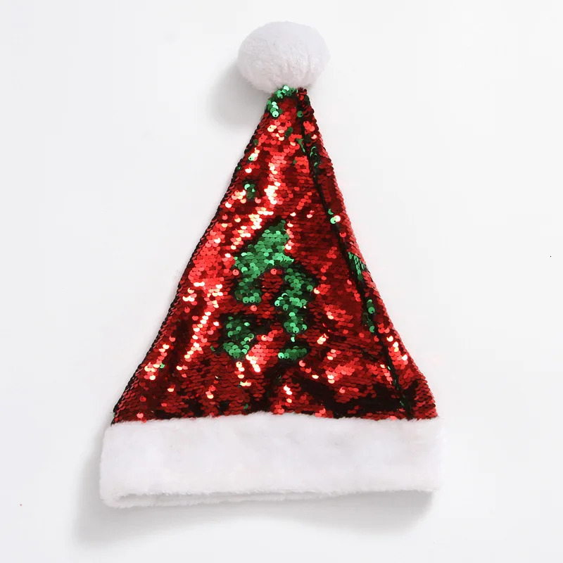 30cm40cm Flip Sequin Short Plush Christmas Hat Christmas Glitter Sequin Christmas Hat Festival Celebration Decoration 251023