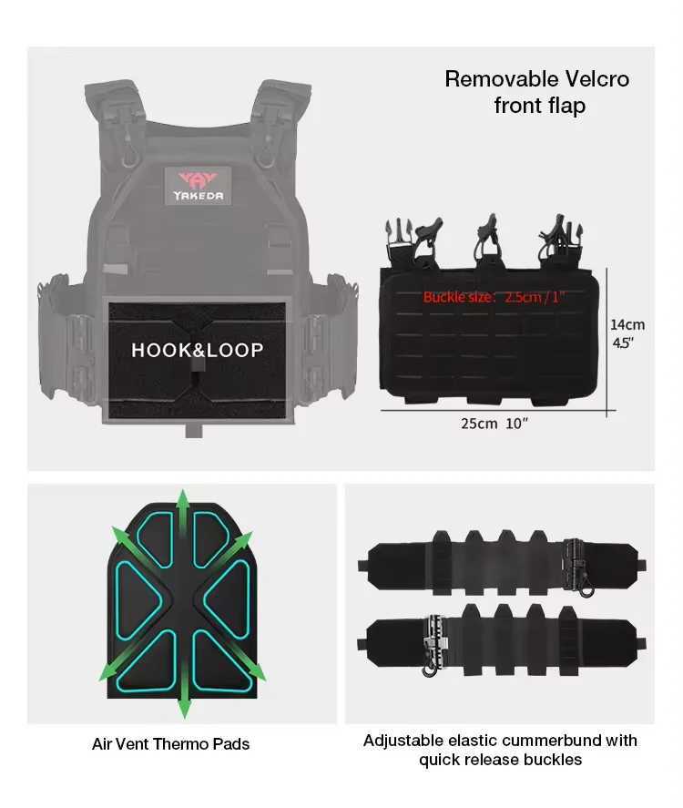 YAKEDA Light Weight Quick Rease Combat Plate Carrier 1000D Nylon Mol Chaco Tactico Tactical Vest Black Y251022