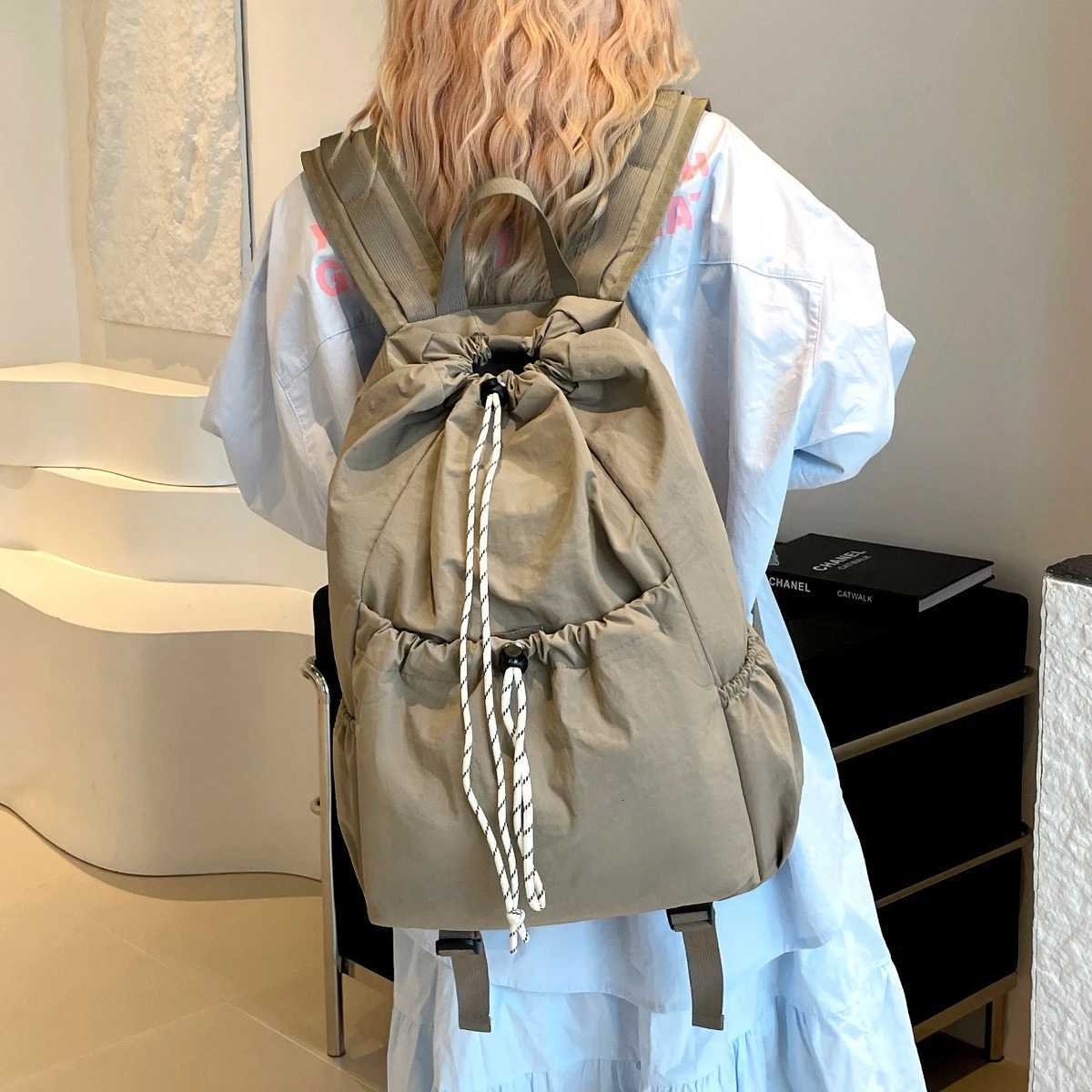 Lightweight Drawstring Backpack Sports Mountaineering Fitness Storage Backpack Mens Niche Travel College Student Bag Womens Fishing Camping Outdoor W2