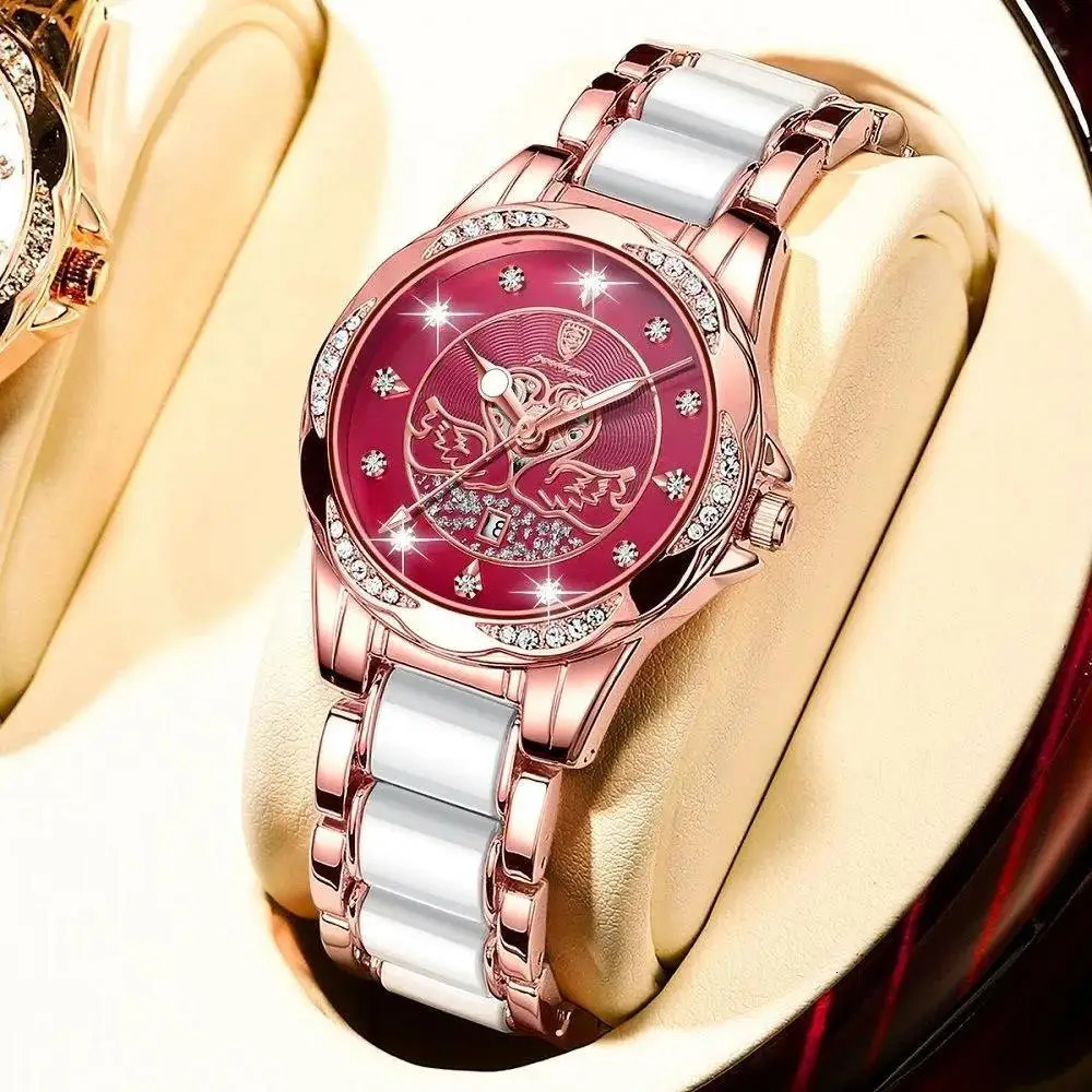 POEDAGAR Womens Quartz Watch Waterproof Luminous Date Ceramics Steel Watches For Woman Diamond Elegant Ladies Wristwatch 251021