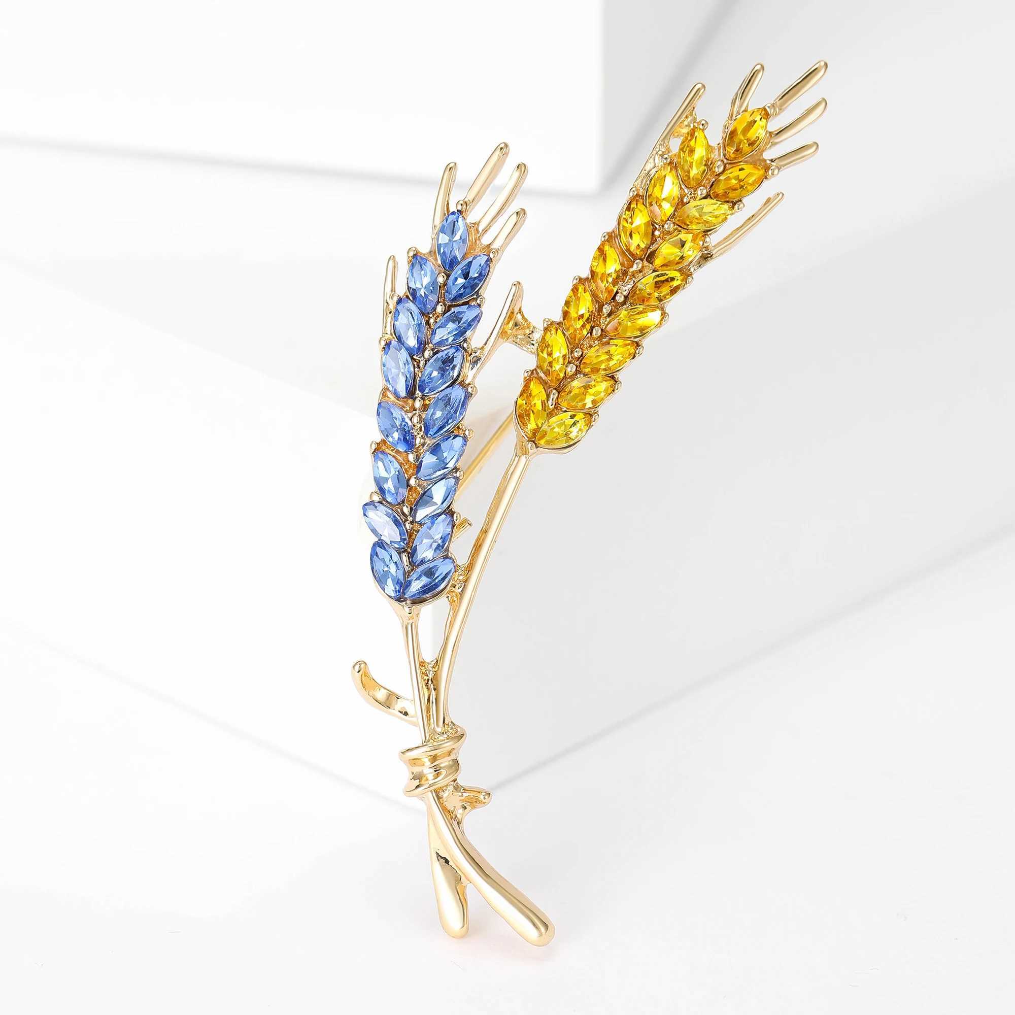 BeautBerry 10pcs Women Rhinestone Ear of Wheat Brooches Plant Pins 5color Unisex Office Party Casual Accessories Gifts J251115