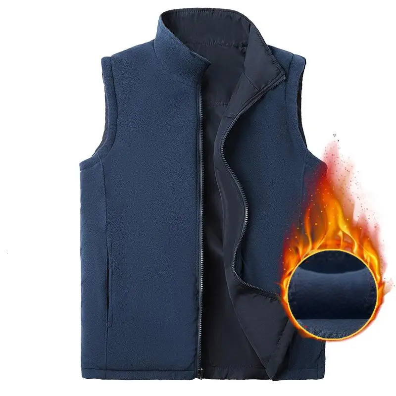 Winter Men Fleece Casual Fashion Sleeveless Vest Man Outdoor Warm Multi Pocket Vest Man Sherpa Thick Work Waistcoat Big Size 8XL 251020