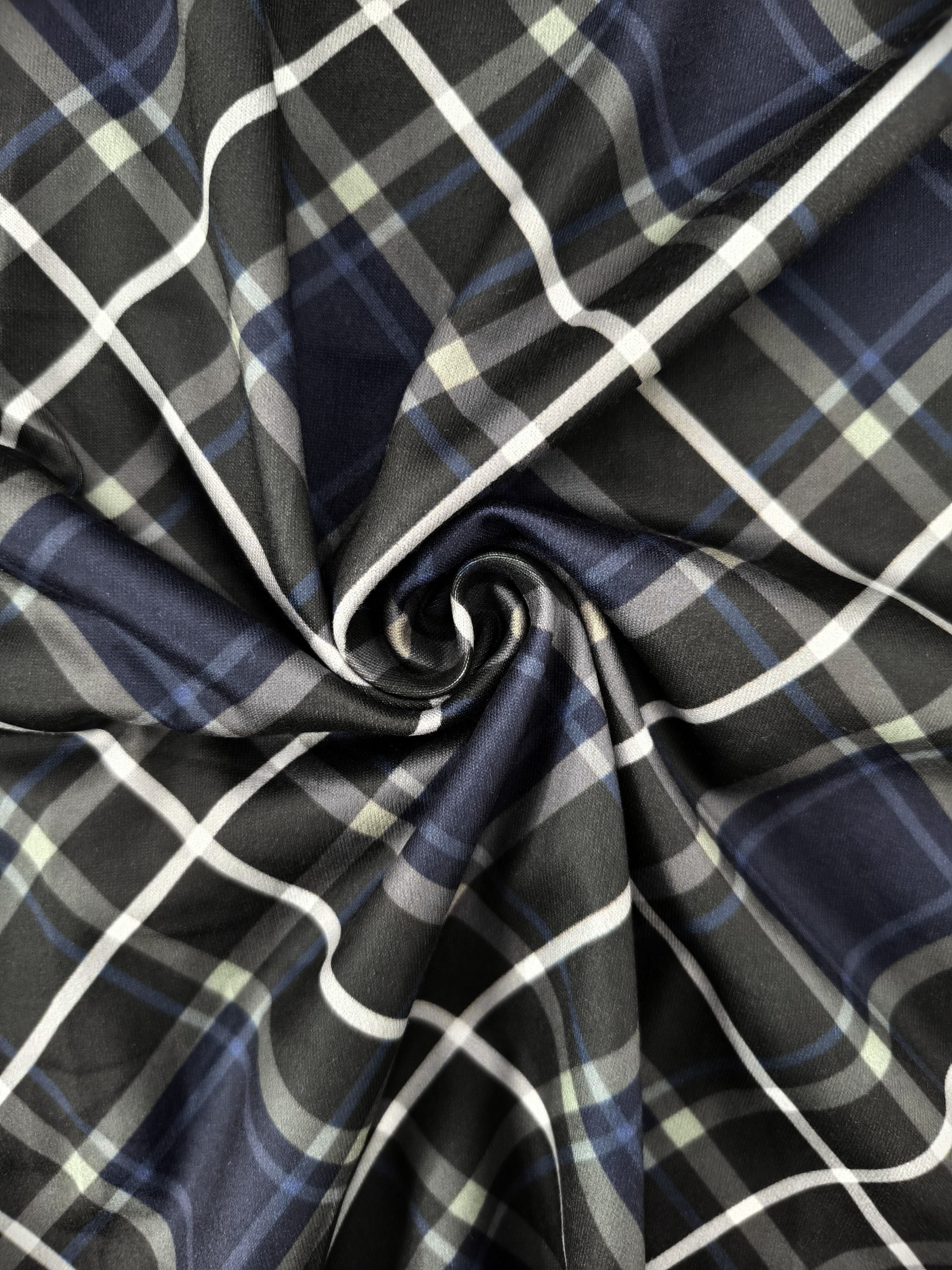 Autumn Winter Women's Fashion Plaid Printed Versatile Commute Style Office Lady Work & Party Midi Dress, Milk Silk Sea Blue Dress, S-XXL---CF5536