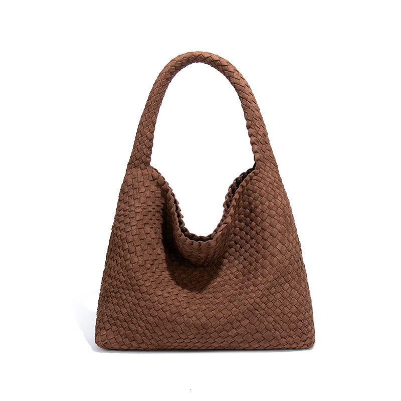 Autumn Winter Retro New Woven Handbag Down Material Large Capacity Tote Bag, for Women Daily Work