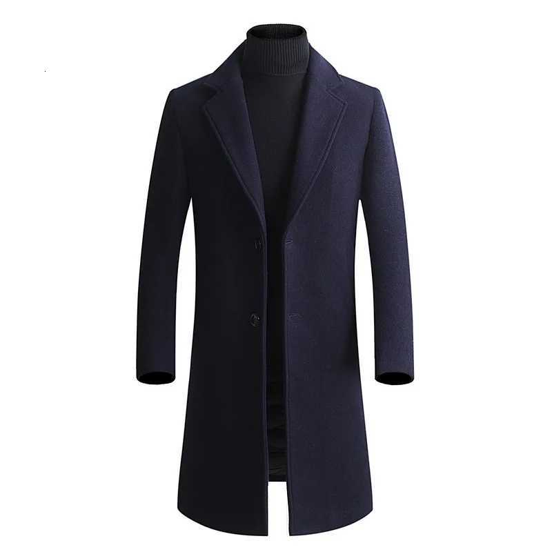 Woolen overcoat for men fashionable middleaged midlength business casual windbreaker mens woolen coatT251025
