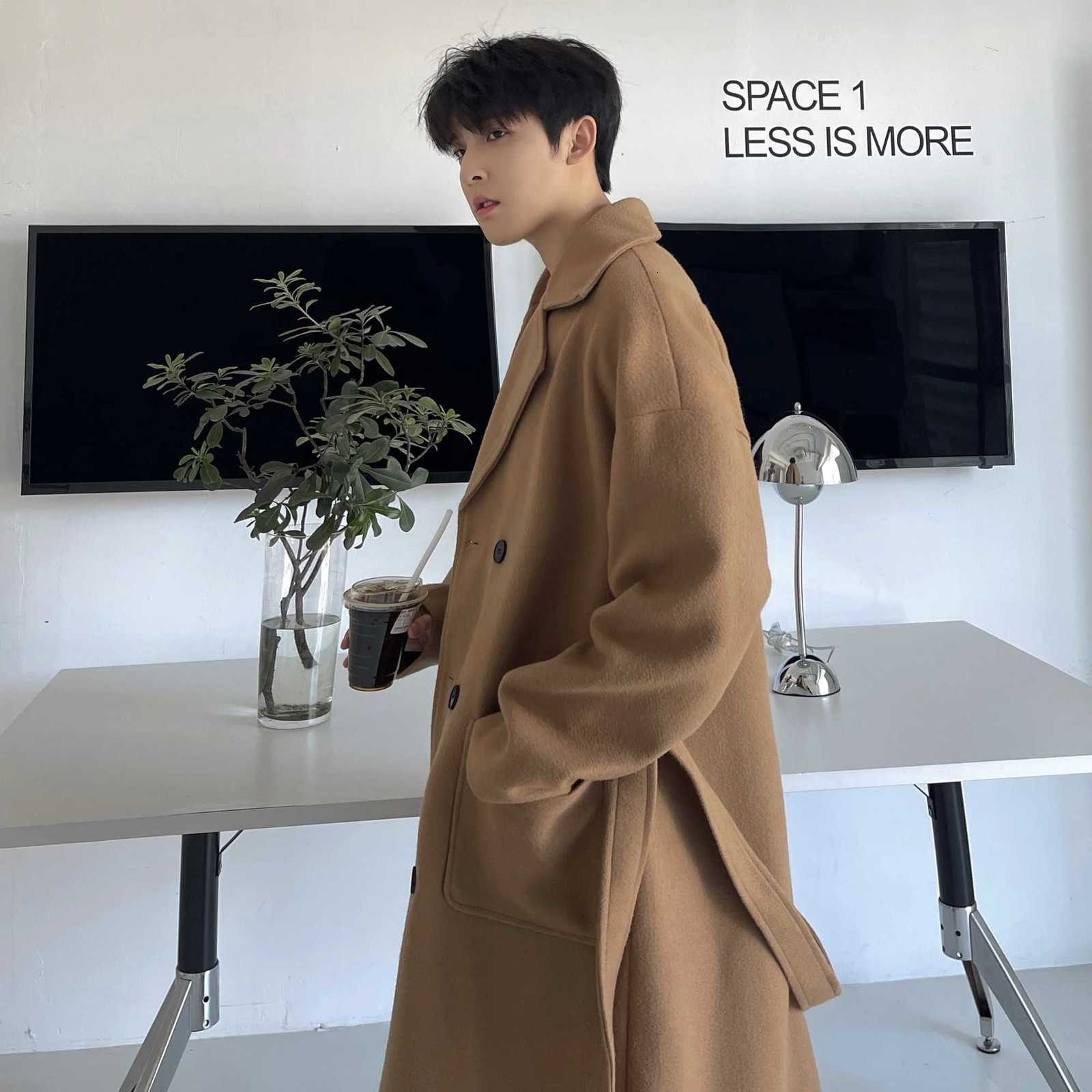 Long Coats for Men Woolen Jackets 2024 Winter Thicken Coat Trench Coats Korean Vintage Loose Heavy Jackets Men Leisure OvercoatT251025