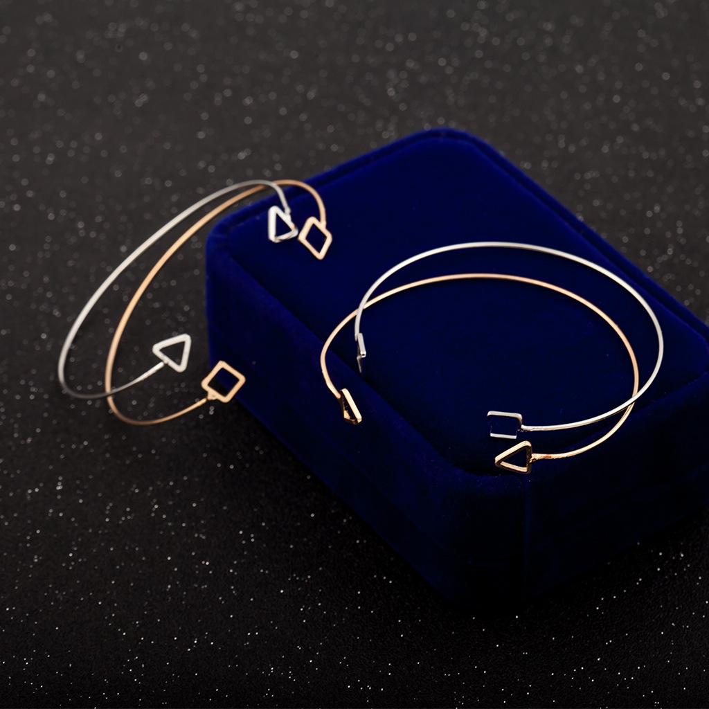 Minimalist Style Hollow Triangle Geometric Open Korean Version Bracelet Bangle