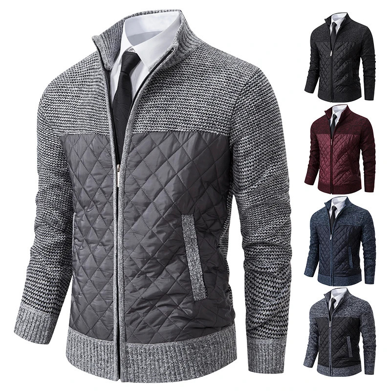 Autumn Winter Sweater Mens Loose Cardigan Cold High Neck Jumpers Patchworked Windbreaker Causal Jackets 251020
