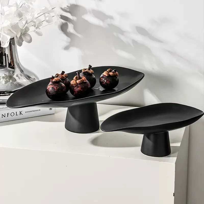 Black and White Resin Storage Tray Fruit Tray Irregar Tableware Snack Storage Container Dessert Tray He Decoration Y251025