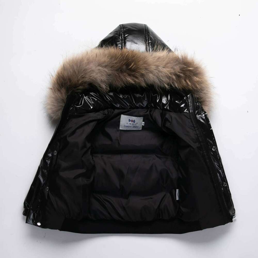 Winter Baby Girl Down Jacket Waterproof Shiny Real Fur Thicken Warm Outerwear Coat 1-8 Years Kid Boy Parka Outfit
