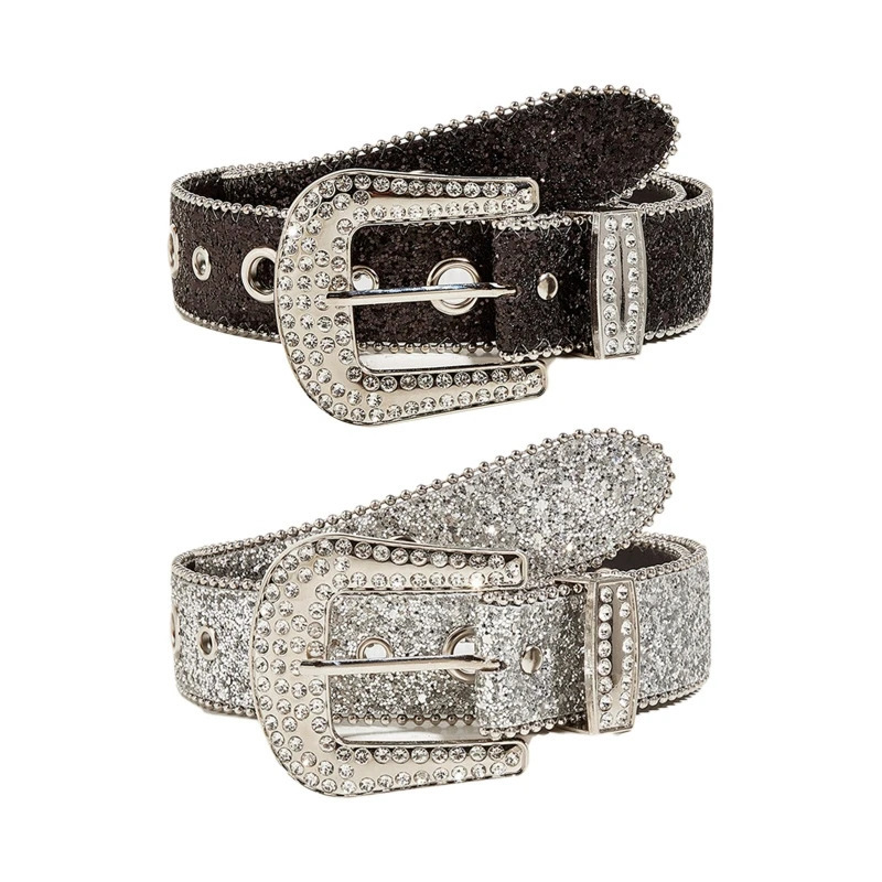 M2EA Goth for rhinestone Belts Women PU Leather Strap for rhinestone Belts Western Cowboy Y2K Girls Fashion Belt for Jeans Men 251024