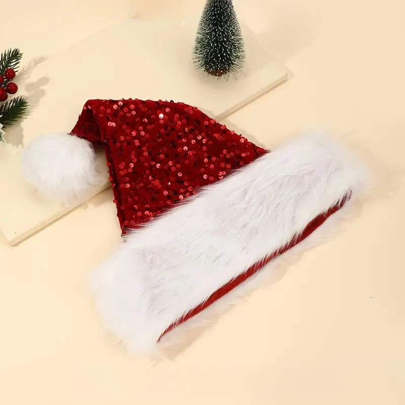 Christmas Decoration Atmosphere Hat Double Hat Plush Hat Adult Large Thickened Long Hair Christmas Hat 251023